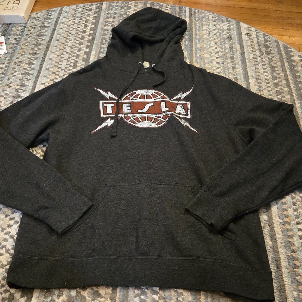 Tesla Black Hoodie for Men Size Xl Charcoal Gray New Without Tags